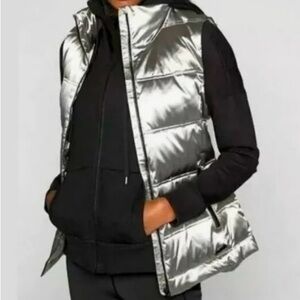 Athleta silver metallic puffer vest.  Size small